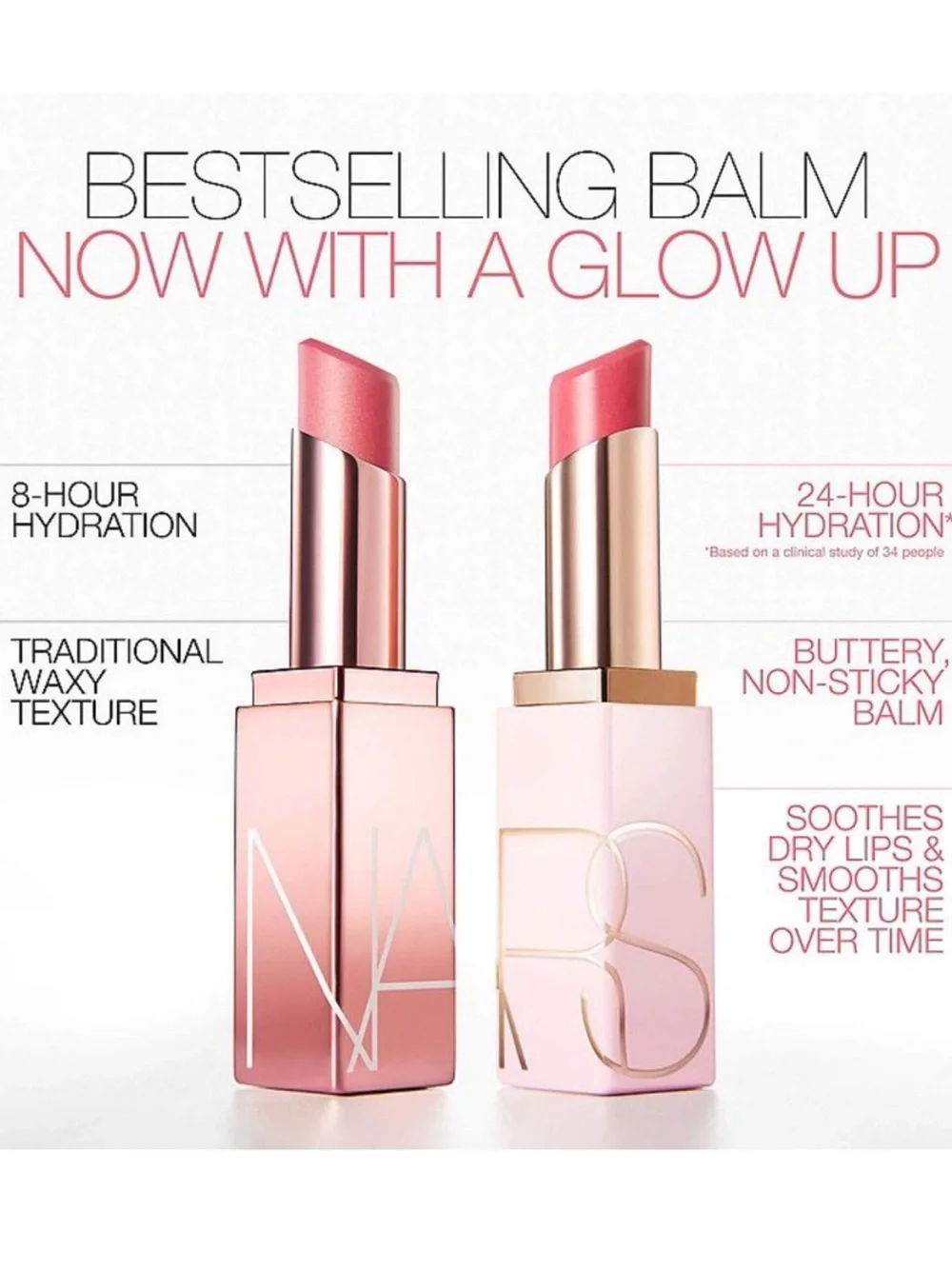 NARS Full Size Afterglow Lip Balm 777 Orgasm, Peachy Pink w Gold Shimmer NEW NIB